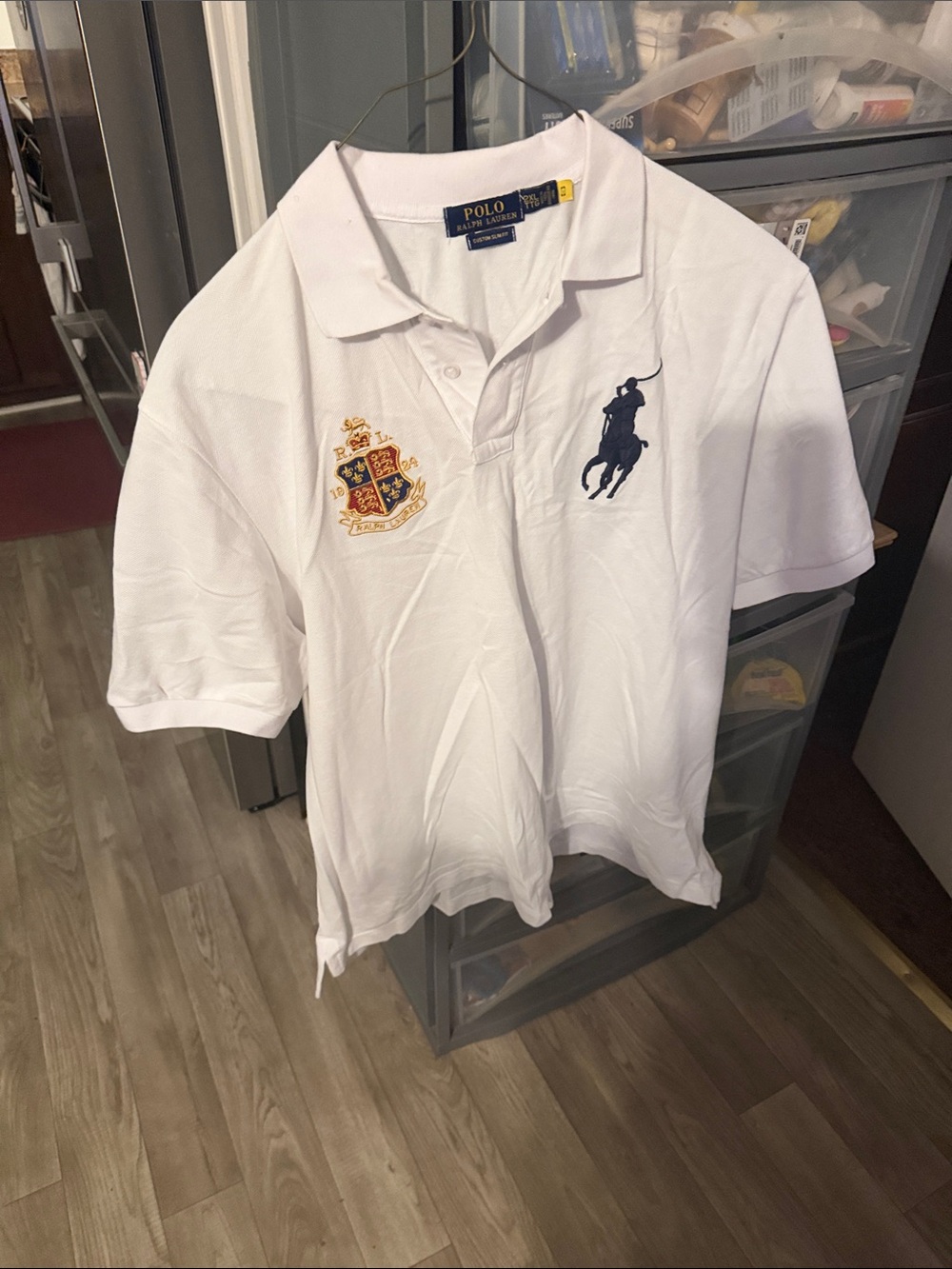 Polo by Ralph Lauren White Polo with Navy Pony & Gold Crest